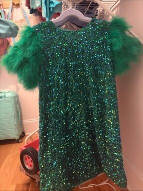 Lola and the boys sequin feather dress